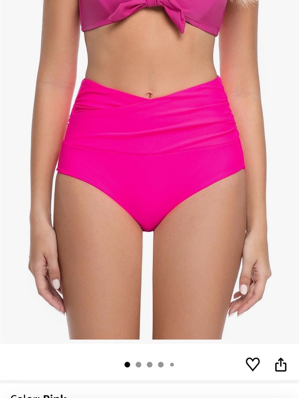 High-Waist Pink Swim Briefs - Women